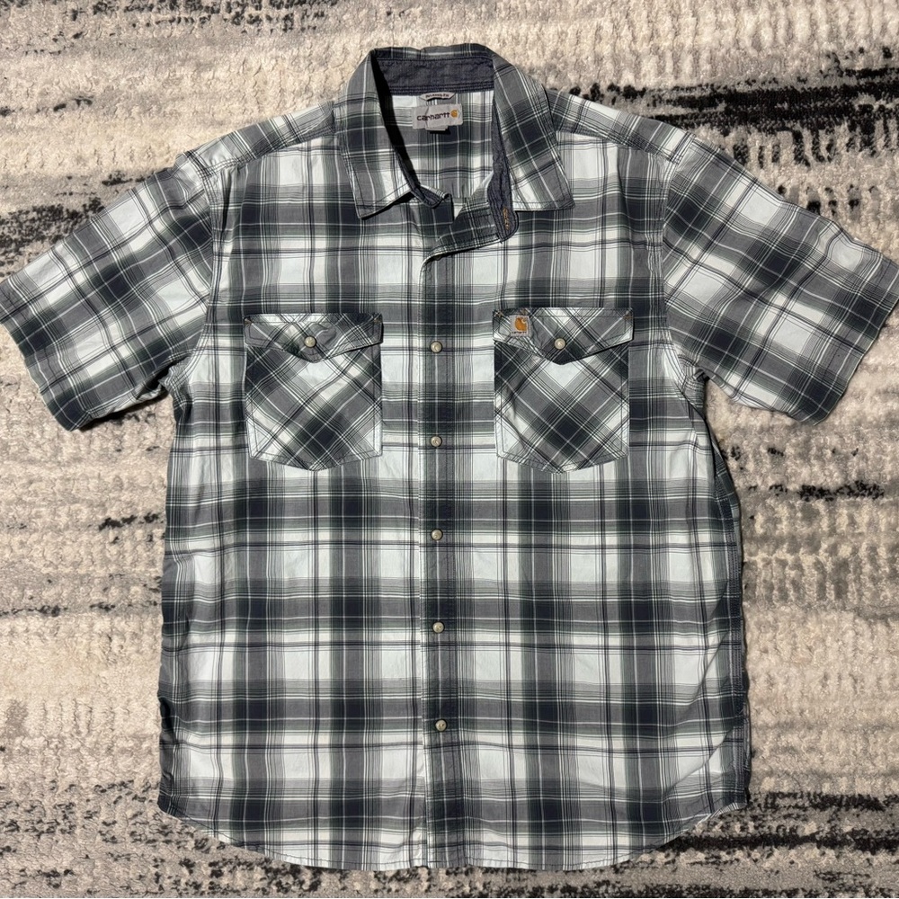 Carhartt Gray Button Down Shirt Size Large